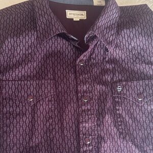 Stetson Men's Deep Purple Patterned Shirt stetson button-down shirt. Worn once